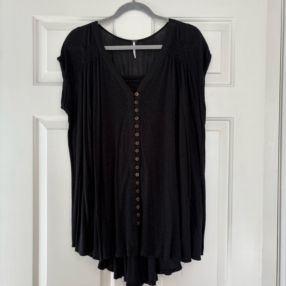 Free People Highland Smocked Shoulder Top